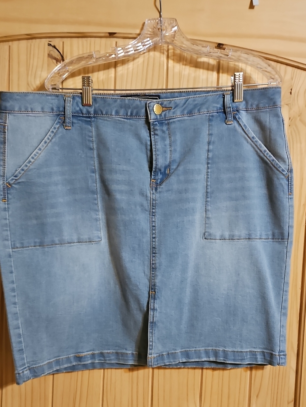 Cato Light Blue Denim Pencil Skirt with Front Pockets